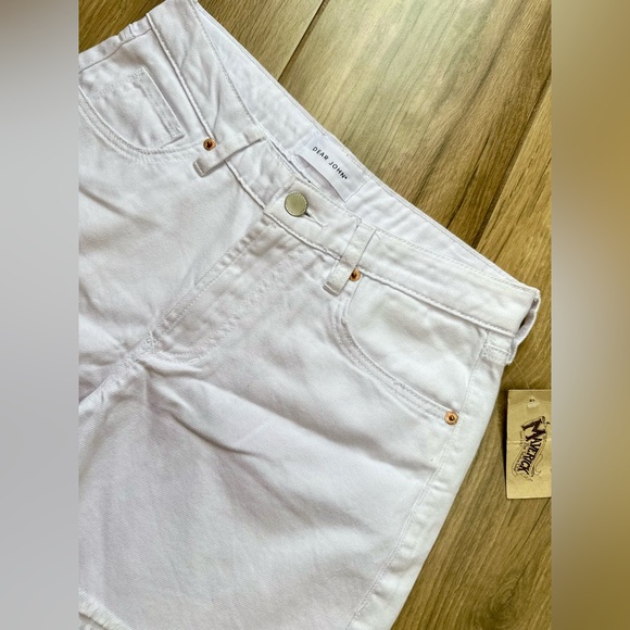 NEW! Dear John Optic White Denim Remi Super High Rise Shorts - Picture 7 of 14